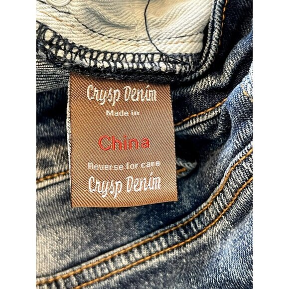 CRYSP DENIM 36 Mens Distressed New York City artistic Moto Skinny Jeans 36x32 - Picture 4 of 6